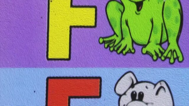 old colorful kindergarten alphabet 