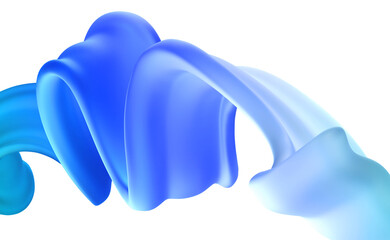 Fototapeta na wymiar 3d abstract blue liquid ribbon swirl wave line isolated render on background. Brush stroke of acrylic or watercolor paint. Dynamic fluid flow splash curve shape with gradient texture
