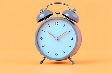 Naklejka premium Retro Alarm Clock on Orange Background: Vintage Style Timepiece Stock Photo for Schedules, Deadlines & Wake-Up Calls