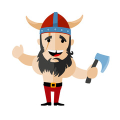 Cute Cartoon Viking Character – Flat Vector Illustration