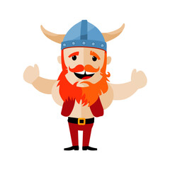 Cute Cartoon Viking Character – Flat Vector Illustration
