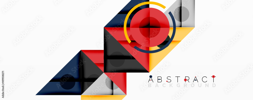 Aufkleber geometric shapes overlap, creating dynamic composition. red, blue, yellow hues dominate design. mode