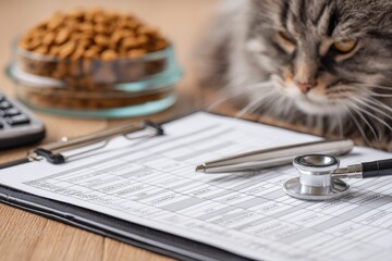 A budget plan for managing pet care expenses, including food and vet bills