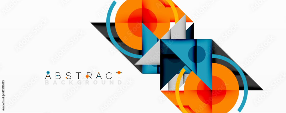 Fototapete modern abstract design features geometric shapes, vibrant orange, blue hues. clean lines create dyna