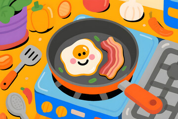 Obraz premium illustration of a cooking pot with a handle, 1