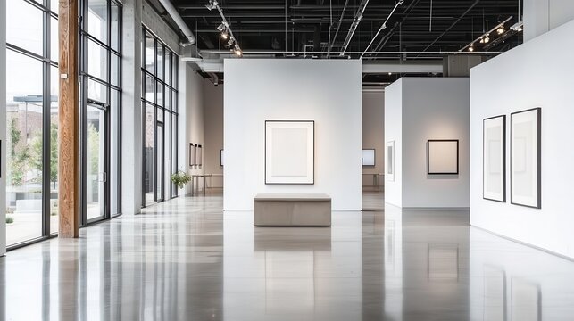 Modern loftstyle gallery home with an integrated art display system, polished surfaces, and a soft neutral palette