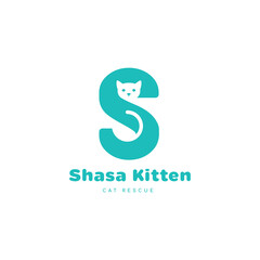 Cat rescue letter s cat initial logo design modern vector