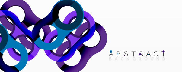 Naklejka premium Abstract design features interwoven blue, purple ribbons. Modern graphic element creates dynamic visual impact. Clean white background enhances shapes.