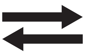 Set of long arrow vector, icon. Black horizontal double side arrow. Straight long arrow vector icon set. Long arrows left and right in flat style. Long arrow silhouette, symbol, icon design