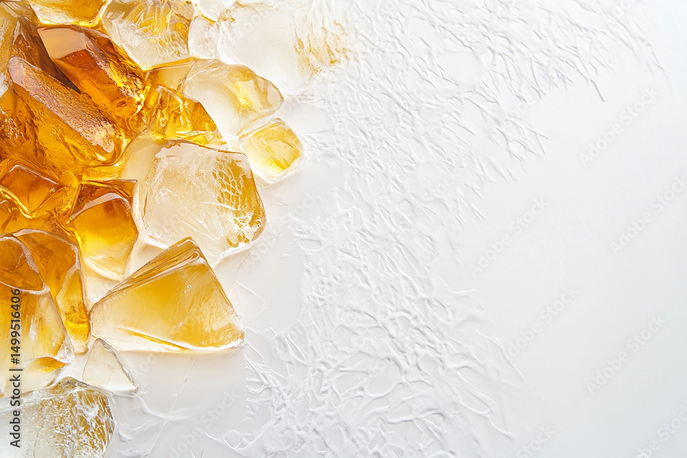 Aufkleber ice and amber resin table isolated on clean white background generative ai