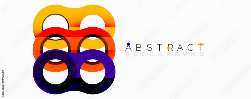 Poster Abstract design features colorful overlapping circles. Gradient hues create dynamic visual effect. Modern, simple composition.