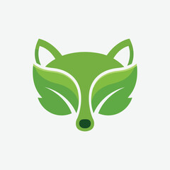 Minimalist Fox or Raccoon Leaf Logo – Green Abstract Eco Vector Design for Sustainable Brands