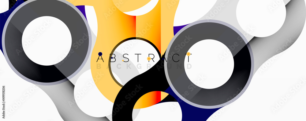 Poster Abstract design features overlapping circles, vibrant colors, modern aesthetic. Smooth gradients create dynamic visual impact.