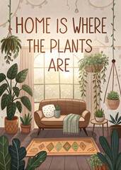 Home Is Where the Plants Are – Cozy Botanical Interior Poster