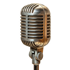 Vintage microphone classic recording studio equipment audio broadcasting tool on transparent background