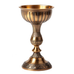 Antique gold chalice cup for religious ceremonies and vintage home decor on transparent background
