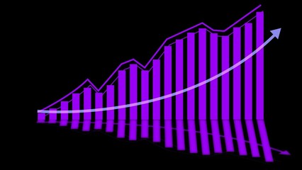 business graph on black background
