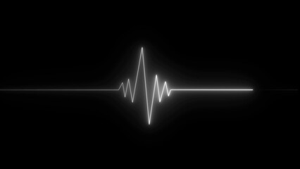 Heartbeat Neon Line on Black Background, Glowing Electrocardiogram (ECG) Pulse Illustration, Futuristic Medical and Health Concept