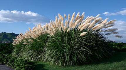 Pampas Grass Sunset Serene Landscape Beauty.