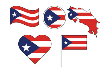 set of badges with flag of Costa Rica vector illustration