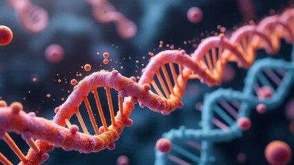 A cluster of replication bubbles on a long DNA strand, illustrating genetic processes in molecular biology. - Powered by Adobe