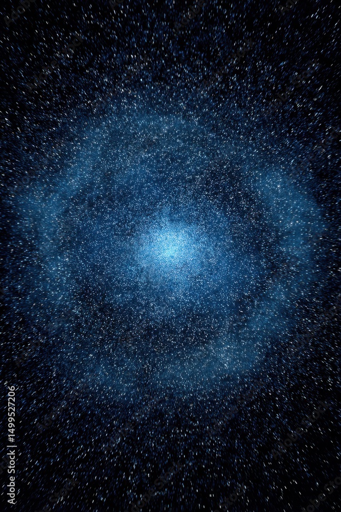 Poster deep space exploration with zoom effect of starry sky and glowing nebula in cosmic background for sc