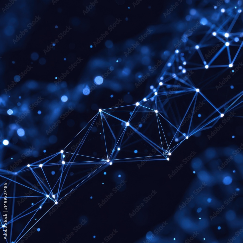 Poster abstract network connection plexus formation in blue tones close up generative ai for technology bac