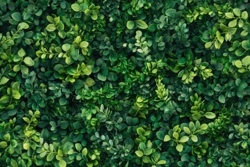 Fototapeta premium Dense foliage wall, vibrant green hues