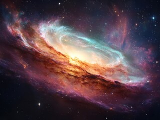 Cosmic Nebula Formation in Deep Space Abstract Artwork Illustration of Galaxy with Stars and Light