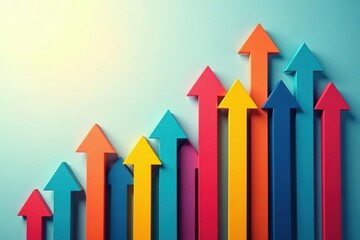 A colorful array of arrows pointing upwards, symbolizing gratitude and positive growth , background design, pattern