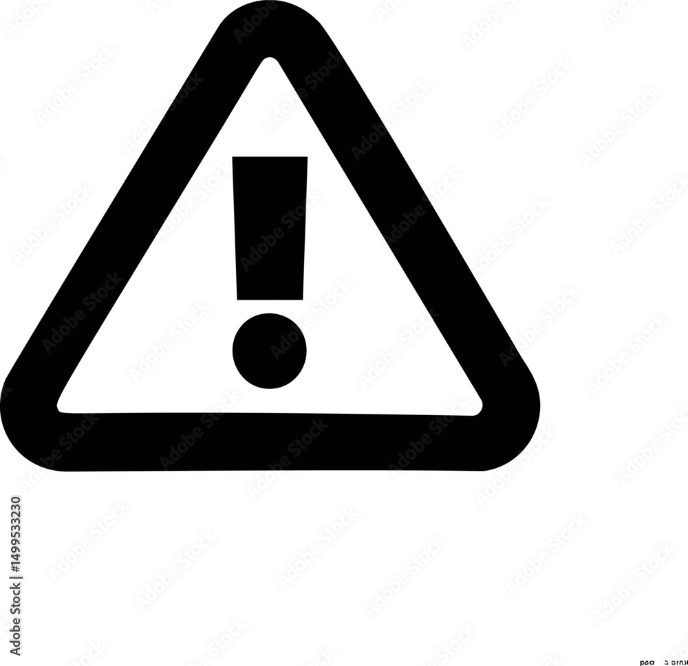 Poster warning sign with exclamation mark in black and white, triangle shape icon. vector illustration