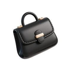 Elegant black leather handbag 3d render