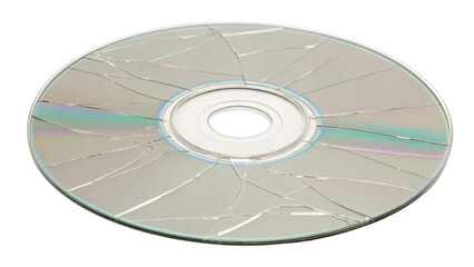 broken compact disc  isolated on white