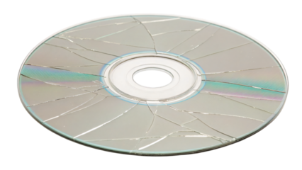 broken compact disc  isolated on white