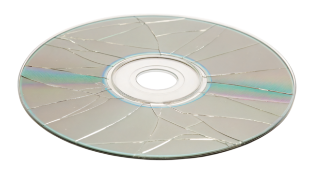 broken compact disc  isolated on white