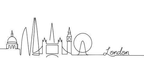 London Skyline One Line Drawing 
