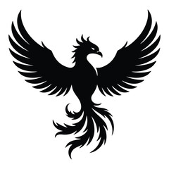 A silhouette of Phoenix flight Icon vector on a white background