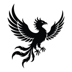Fototapeta premium A silhouette of Phoenix flight Icon vector on a white background