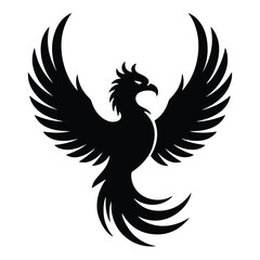 A silhouette of Phoenix flight Icon vector on a white background
