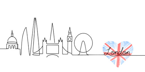 London Skyline One Line Drawing 