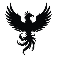 A silhouette of Phoenix flight Icon vector on a white background