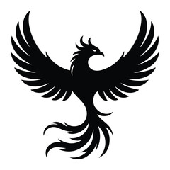 A silhouette of Phoenix flight Icon vector on a white background