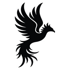 A silhouette of Phoenix flight Icon vector on a white background