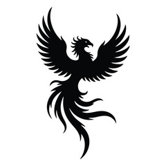 A silhouette of Phoenix flight Icon vector on a white background