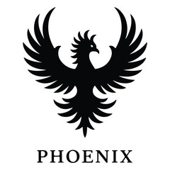A silhouette of Phoenix flight Icon vector on a white background
