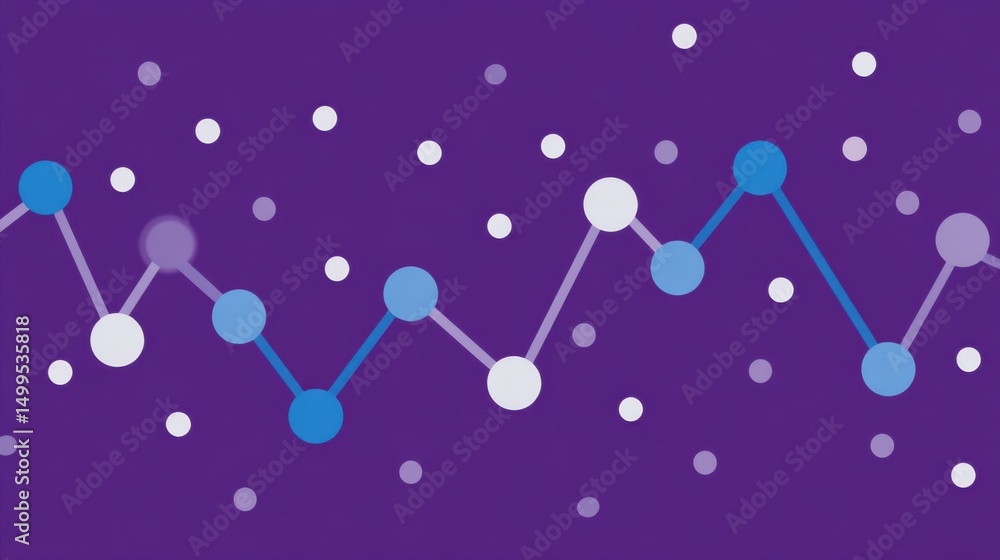 Poster abstract data visualization of connected dots and lines on purple background graphic flat lay