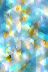 Fototapeta premium Abstract mosaic of geometric shapes in blue yellow and white colors modern design from above