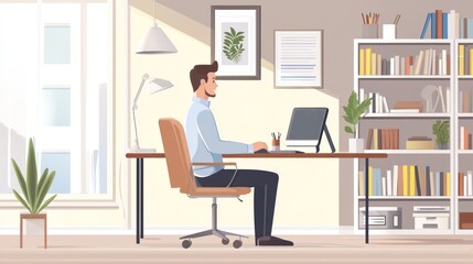 Man working at home office desk