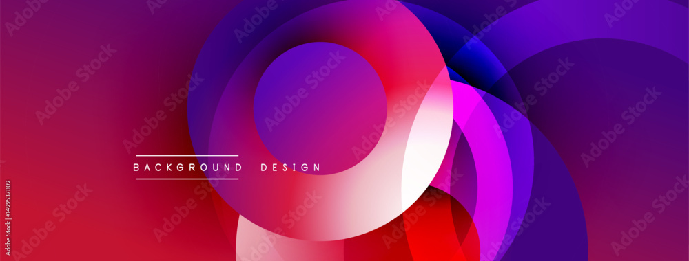 Poster Abstract vibrant layers create dynamic visual effect. Pink, purple, red hues blend smoothly. Modern design element for backgrounds.