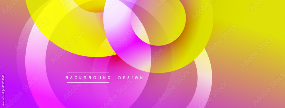 Leinwandbilder Abstract vibrant background. Overlapping circles create dynamic gradient effect. Pink, yellow hues dominate composition. Modern design element.